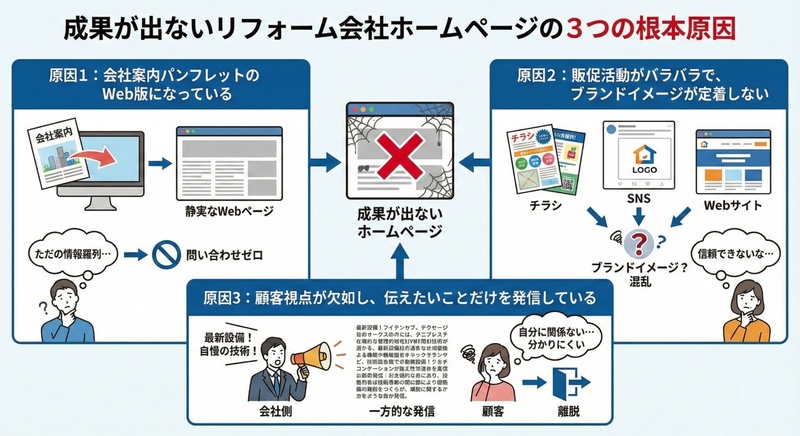 リフォーム会社ホームページの成果が出ない原因